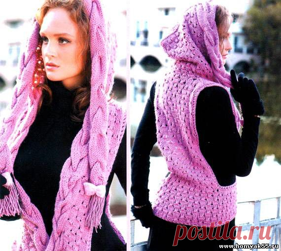 Жилеты, безрукавки для женщин спицами - Схемы и описания вязаных изделий | «Хомяк55.ру» сайт о вязании