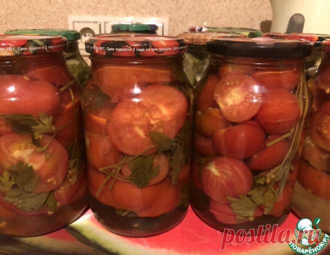 Помидоры половинками на зиму с петрушкой – кулинарный рецепт