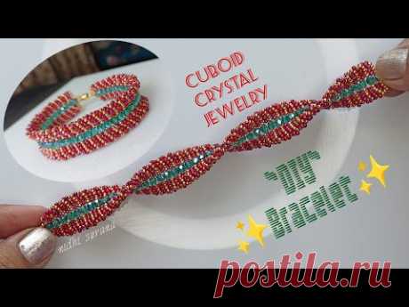 Ming Splendour, Cuboids &amp; Seed beads Bracelet/Jewellery making Tutorial Diy