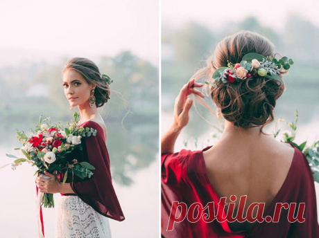 Свадебные платья красного цвета - фото