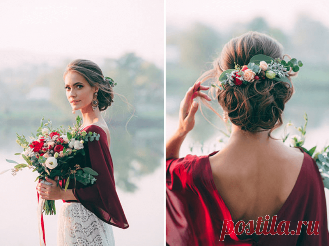 Свадебные платья красного цвета - фото