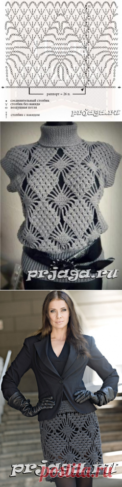 Вязаная юбка крючком ажурными ромбами