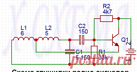 Простая глушилка радио сигналов  Самая простая схема глушилки радио сигналов.  Транзистор использованный в данной схеме П416 (можно заменить на П422).  Питается схема от 4....