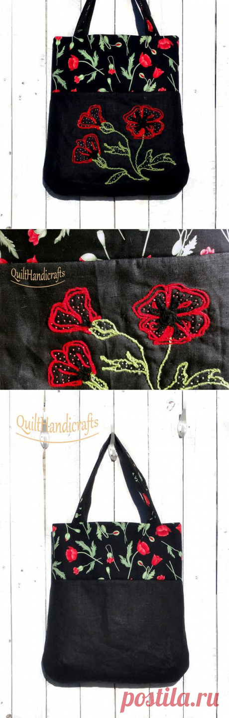 Black beautiful bags Gorgeous floral by QuiltHandicrafts on Etsy