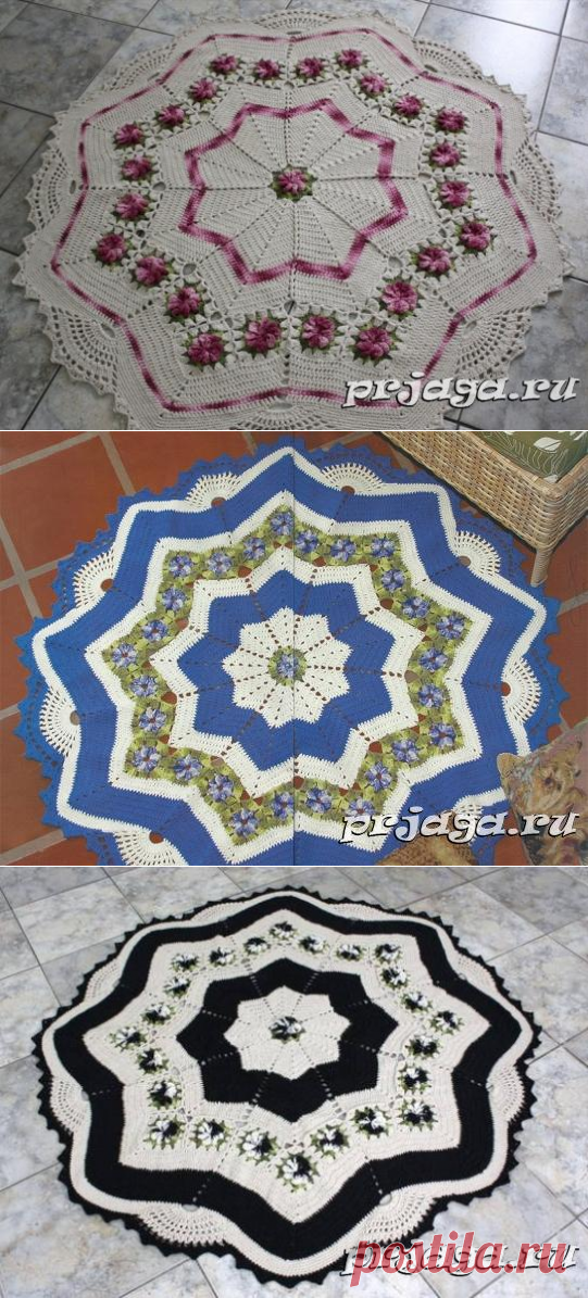 Круглый коврик крючком