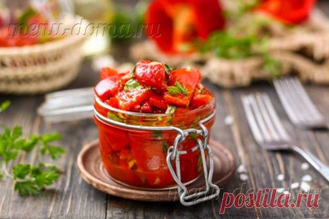 Быстрый маринованный болгарский перец с чесноком и зеленью
