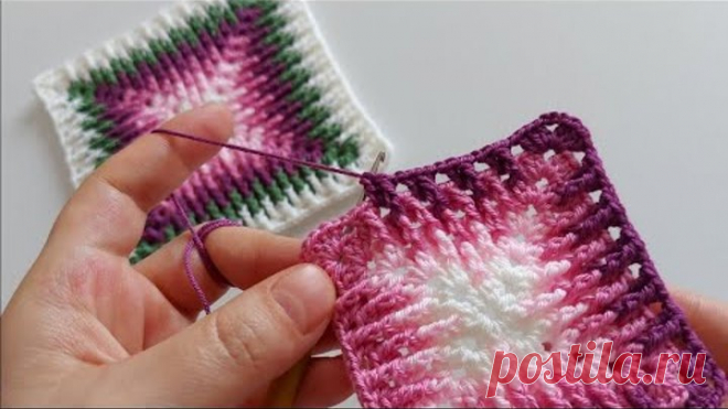 Easy Crochet Knitting Baby Blanket Pattern.. Çok Kolay Örgü Modeli İster Motif İster Tek Parça Örün.