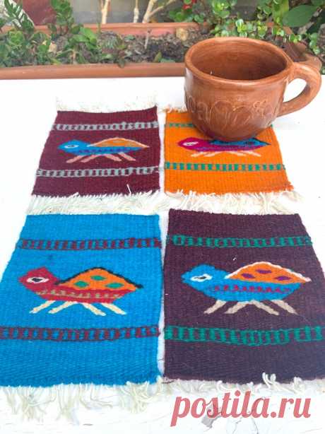 Posavasos para taza de alfombra zapoteca 4.5 x 6.5 in tejido - Etsy Chile
