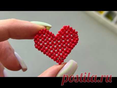 Red beaded heart. Beading tutorial RAW