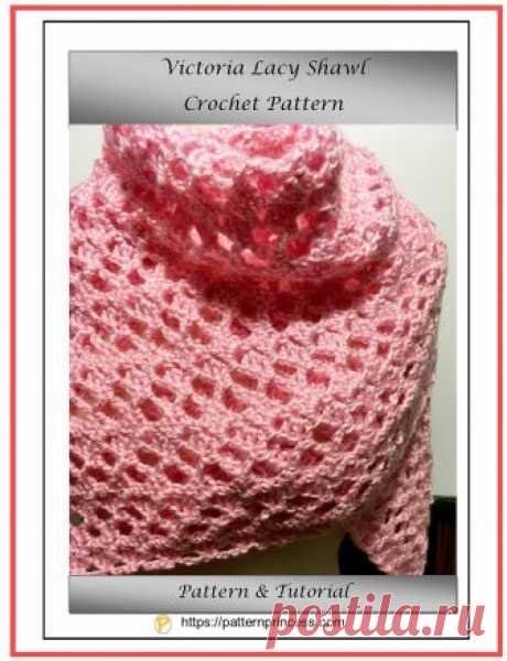 Victoria Lacy Shawl Crochet Pattern - Pattern Princess This Victoria Lacy Shawl Crochet Pattern only has two rows. Once you get started, you just complete the two rows until you have made the lacy shawl to the desired length. You will be amazed at how quickly each row of crochet is completed.