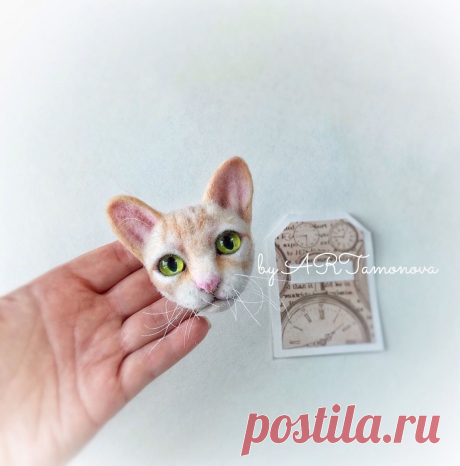 Купить Котоброшь - Корниш рекс, кошка брошь, брошь, брошь ручной работы, котоброшь