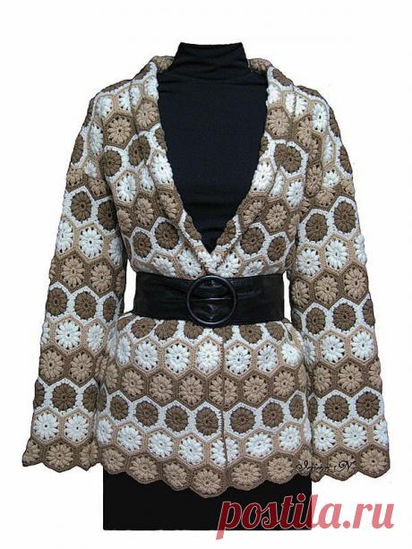 КАРДИГАН из мотивов крючком. Схемы. \ Мир вязания и рукоделия