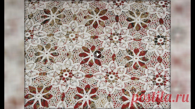 Мотив крючком. Скатерть из мотивов. Сrochet motif. Tablecloth motifs Также можете посмотреть как вязать красивый шнурок:...