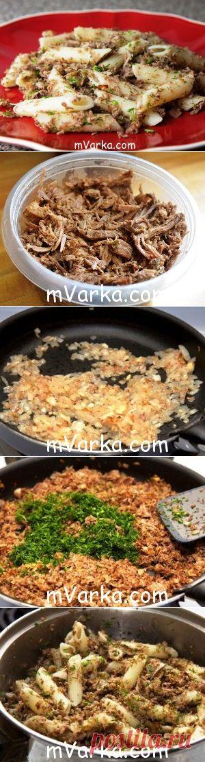 Макароны по-флотски с отварной говядиной