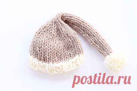 Newborn hat cream and brown pom pom baby hat by handylittleme