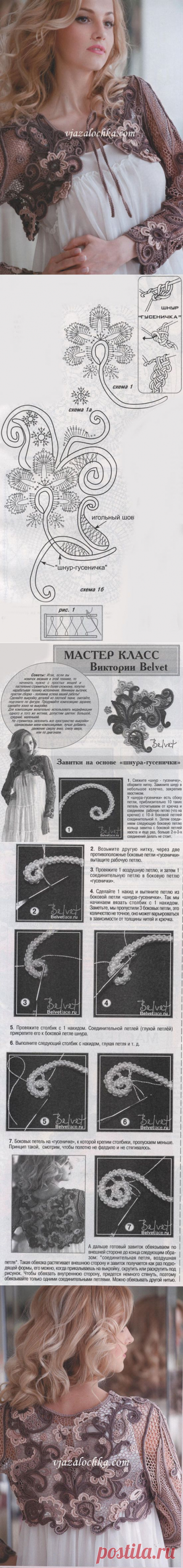 Болеро в технике сцепного гипюра