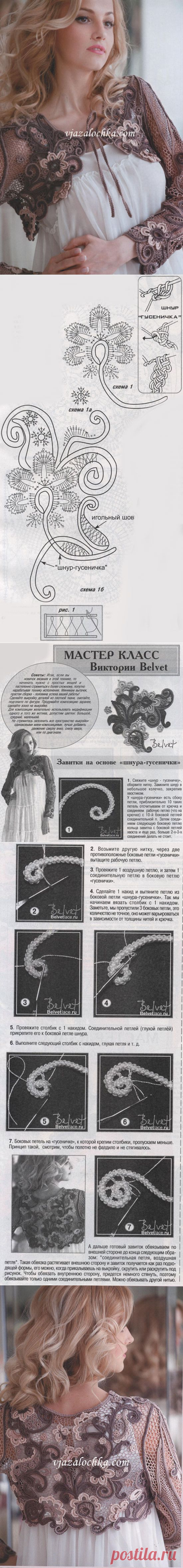Болеро в технике сцепного гипюра