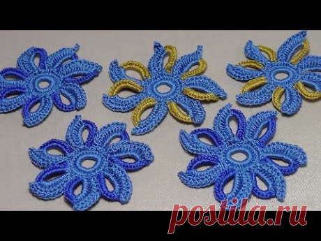 Вязание ЦВЕТКА крючком.Урок ирландского кружева.Lesson Irish lace knitting. - YouTube