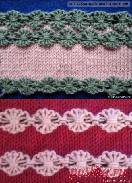 Паучки на лицевой глади. Узор спицами