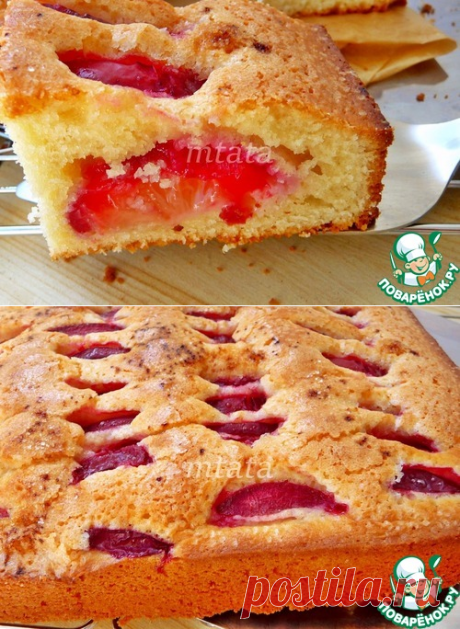 Быстрый пирог со сливой (на сметане)