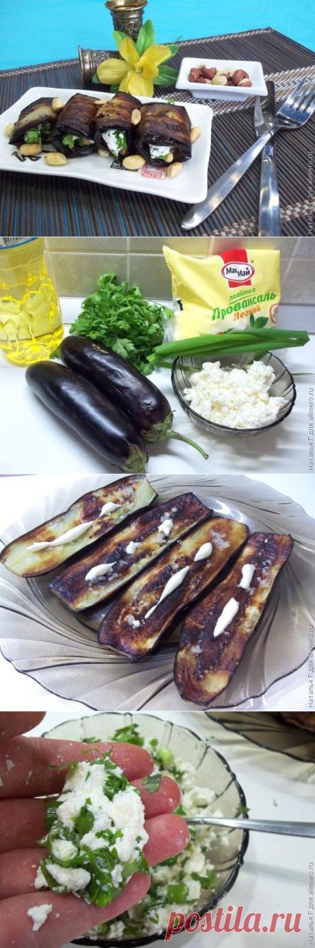 Рулетики из баклажанов с творогом и орехами / Рецепты с