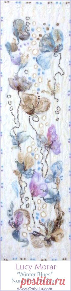 “Winter Blues” Nuno Felt Art Scarf by Lucy Morar  www.only-lu.com