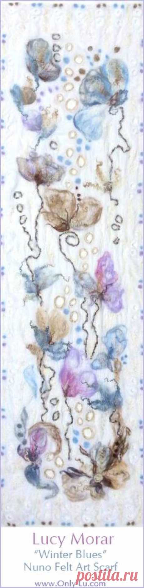 “Winter Blues” Nuno Felt Art Scarf by Lucy Morar  www.only-lu.com