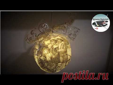 Jak zrobić świecącą bombkę decoupage z bandaża [GLOWING DECOUPAGE BANDAGE BAUBLE] Pomysły plastyczne