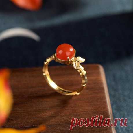 Agate inlay ring 925 silver plated gold ring | Etsy