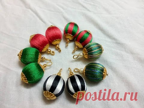 How To Wrap Plastic Bead using Silk thread to make earring and necklace - tutorial