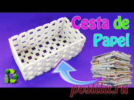 Manualidades: Cesta de papel periódico (Reciclaje) Ecobrisa DIY