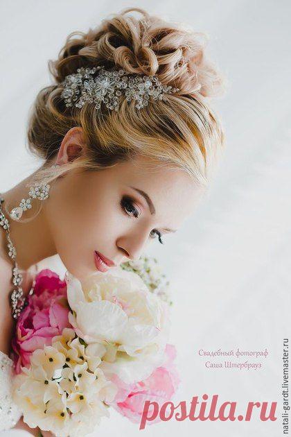 Купить Свадебное украшение в прическу "Хрустальная россыпь" - белый, Украшение ручной работы, свадьба