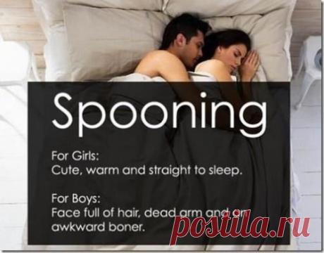 SPOONING - форма обнимашек между мужчиной и а картинке. / Неформальный Английский