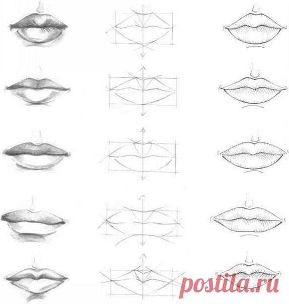 Рисуем губы.