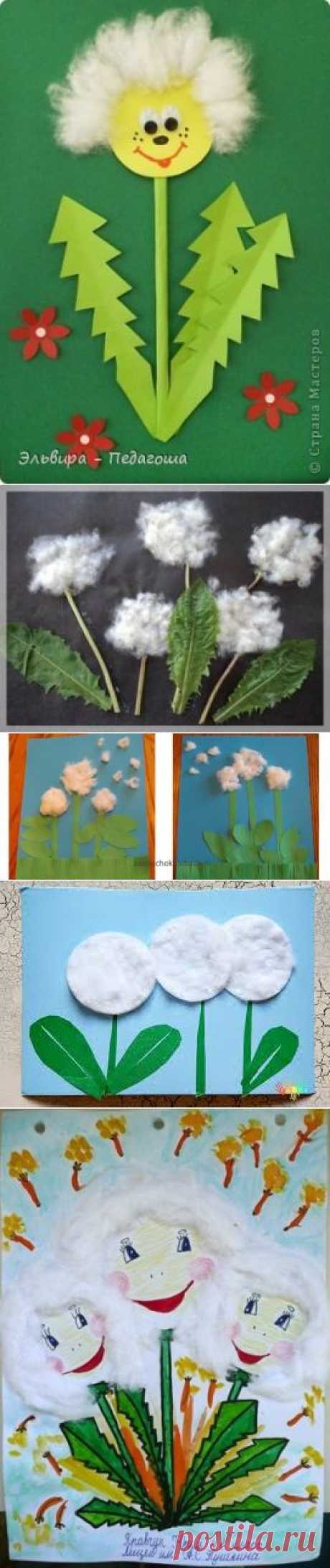 Одуванчики из ваты - Поделки с детьми | Деткиподелки