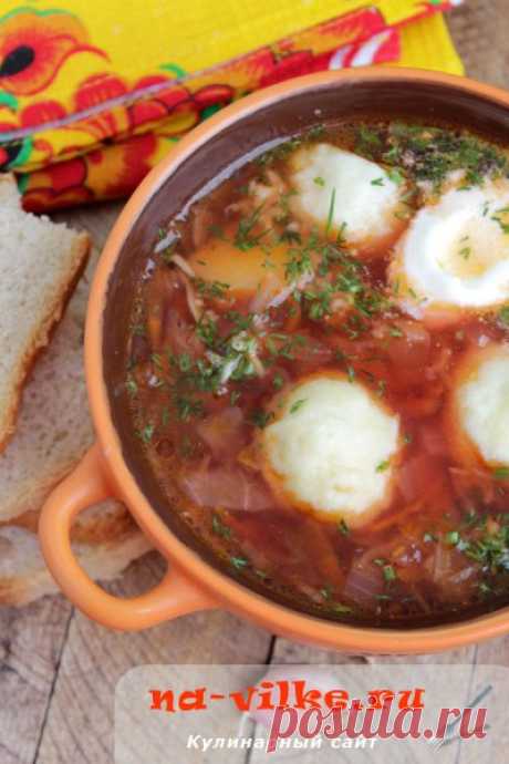 Борщ из квашеной капусты с галушками