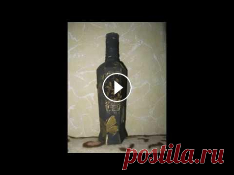 Декорирование бутылки в стиле пейп-арт.    № 109 Бутылка оформлена в стиле пейп=арт и декупаж....