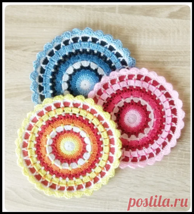 Вяжем очень яркие красивые салфетки в мексиканском стиле