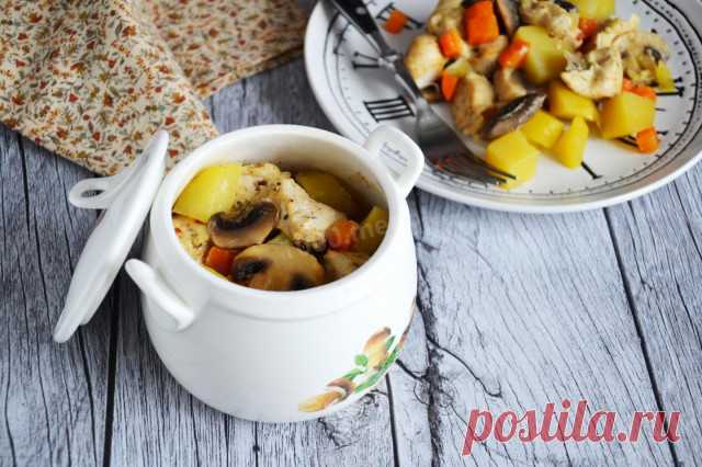 Курица с грибами в горшочке рецепт с фото пошагово и видео - 1000.menu