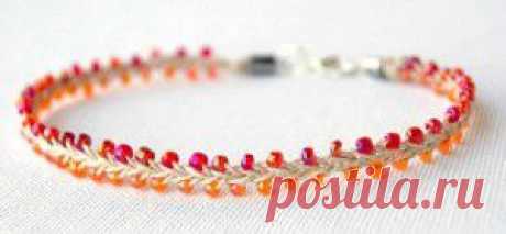 Браслет из бечевки и бисера своими руками