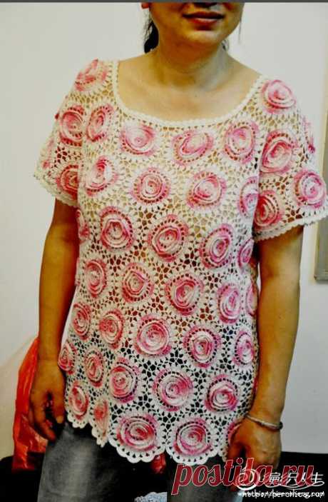 Кофточка "Розочки", связанная крючком из мотивов. Схемы. / Обсуждение на LiveInternet - Российский Сервис Онлайн-Дневников