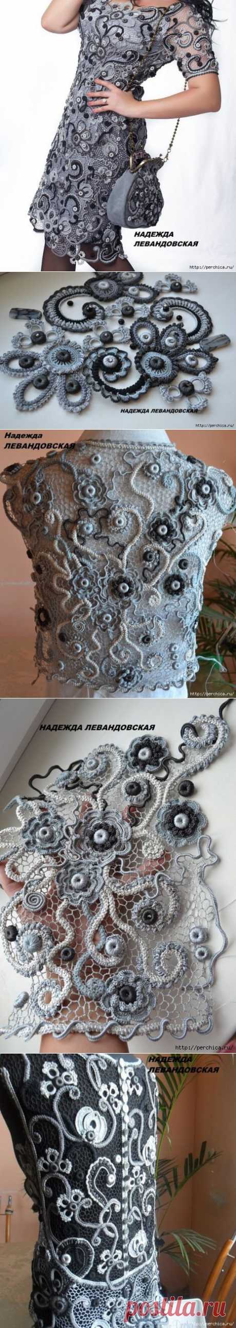 Платье связанное ирландским кружевом от Надежды Левандовской