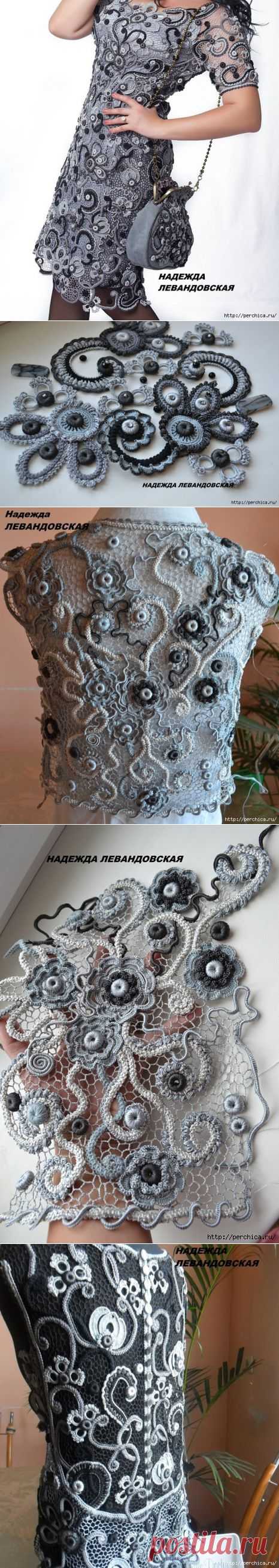 Платье связанное ирландским кружевом от Надежды Левандовской