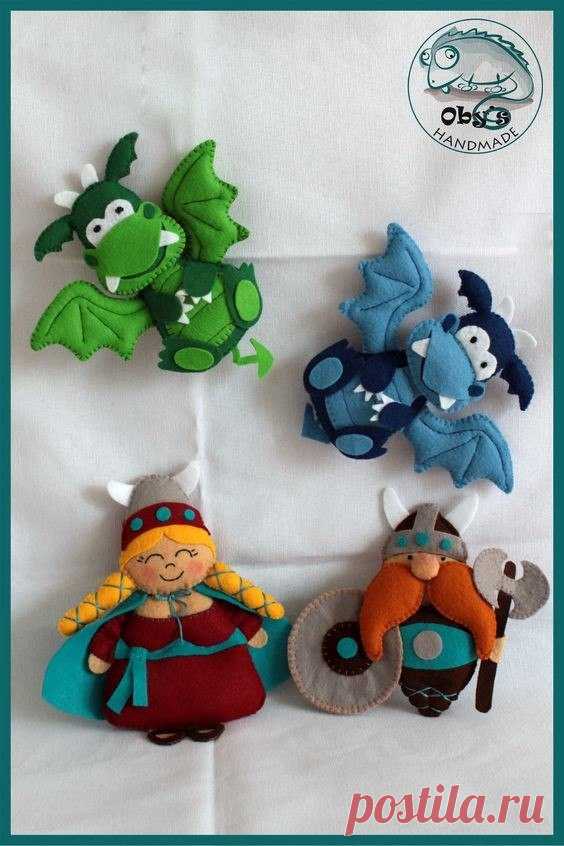 Дракончики из фетра.