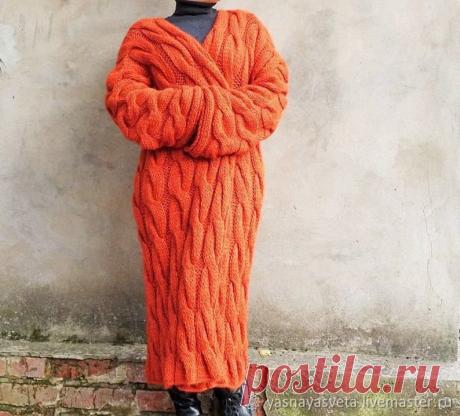 Long Fashion Terracotta Knitted Women Coat Hand Knitted Warm | Etsy