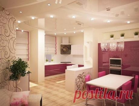 Яркая кухня-гостиная