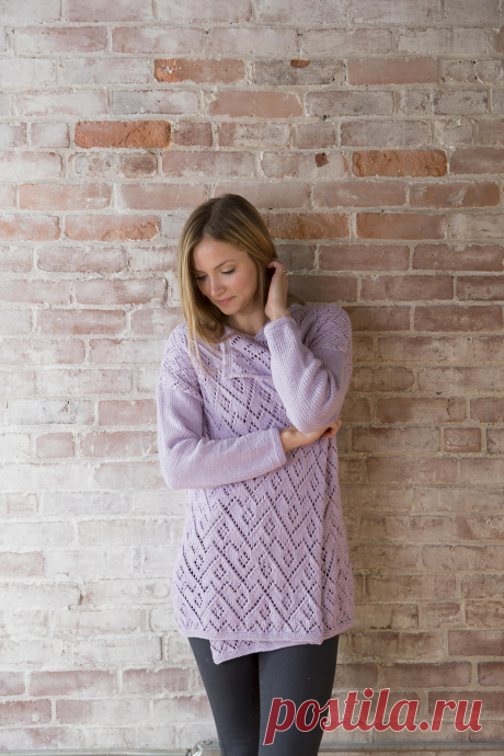 Кардиган спицами Lavanya, Berroco Кардиган спицами Lavanya ажурным узором стрелолист от дизайнера Emily Nora O'neil из Berroco.