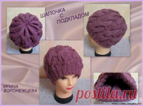 Модная шапочка с узором &quot;Змейка&quot;, вязанная спицами!