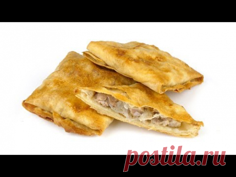 Конверты из лаваша с курицей.  Горячая закуска. Просто, быстро, вкусно. 4к видео