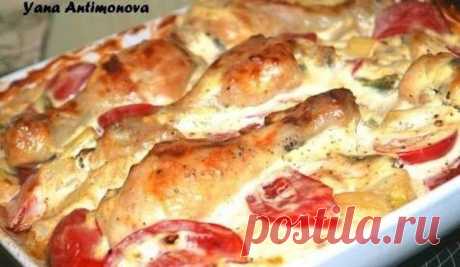 Курица с овощами в сметанном соусе
